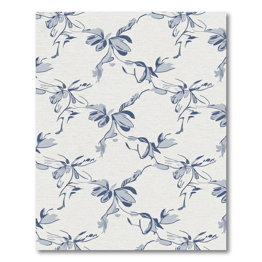 Indigo Blue Abstract Floral Swirl Rug