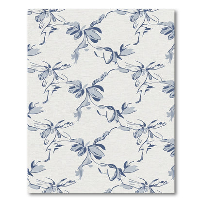 Indigo Blue Abstract Floral Swirl Rug