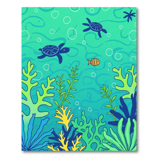 Oceanic Turtles Coral Reef Vibrant Colors Rug