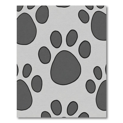 Gray Paw Print Pattern Rug