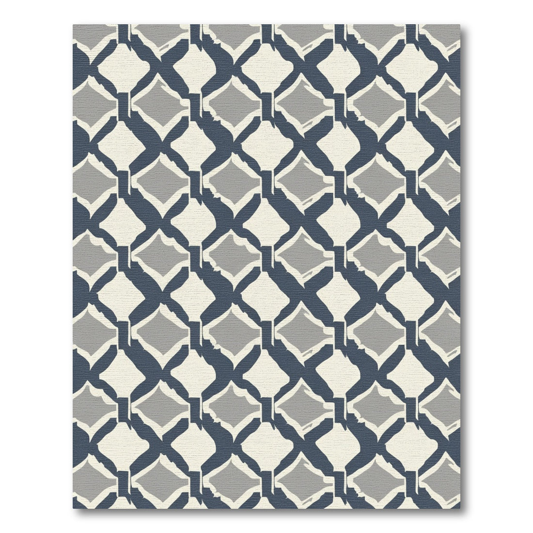 Navy Gray Diamond Lattice Texture Rug