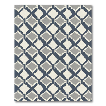 Navy Gray Diamond Lattice Texture Rug