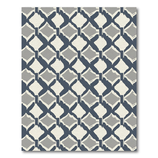 Navy Gray Diamond Lattice Texture Rug