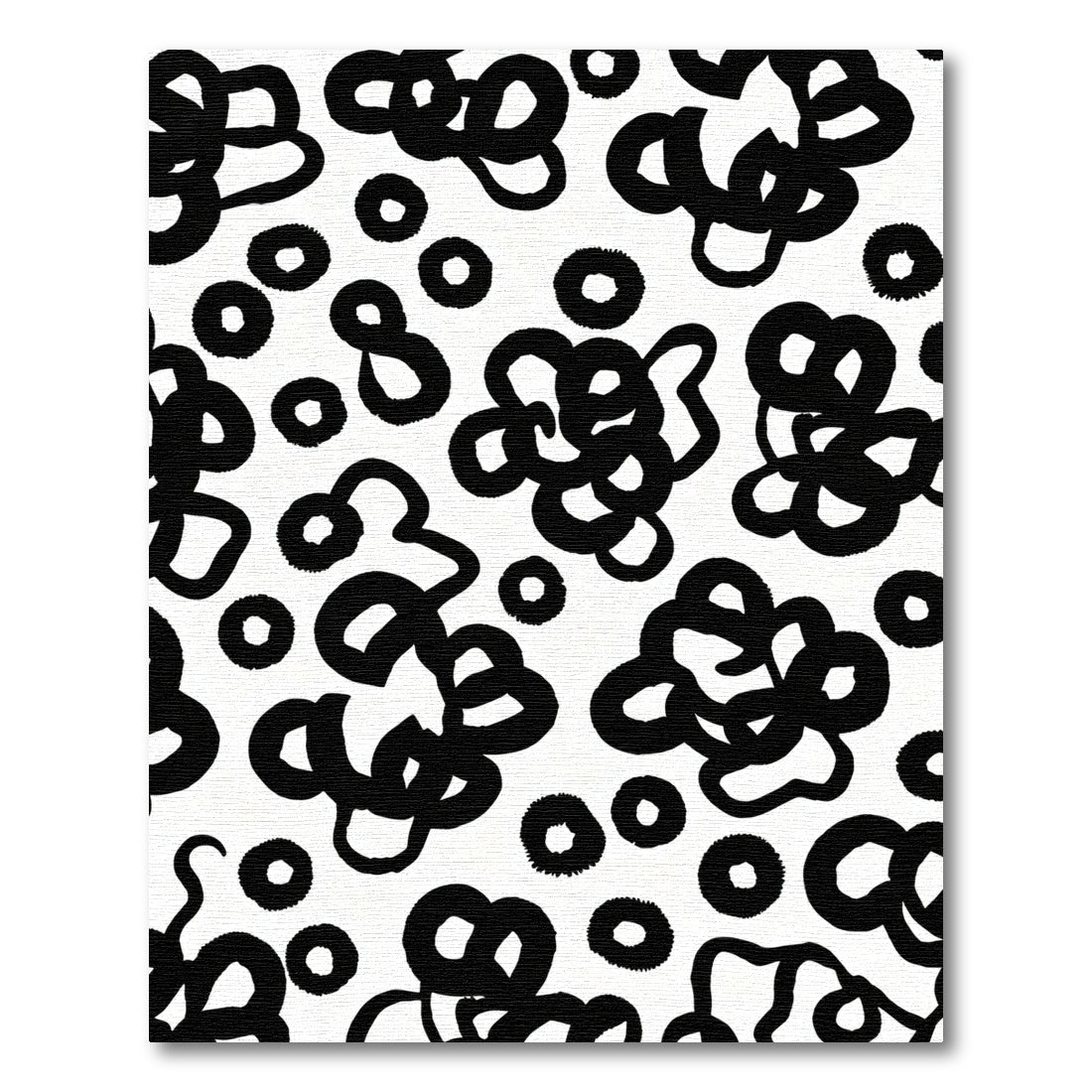 Black Abstract Brushstroke Circles Rug