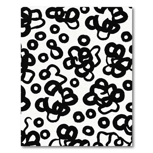 Black Abstract Brushstroke Circles Rug