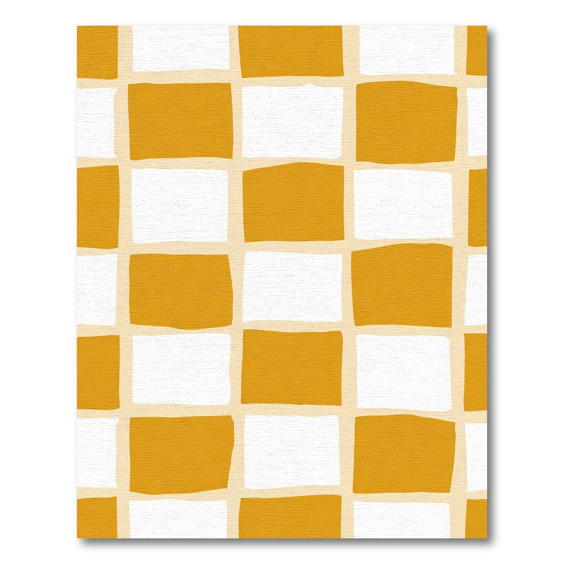 Golden White Grid Checkerboard Rug