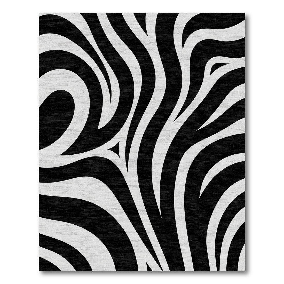 Striking Black White Organic Lines Rug