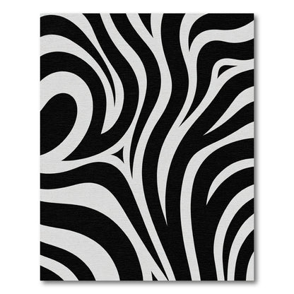 Striking Black White Organic Lines Rug