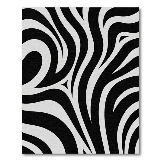 Striking Black White Organic Lines Rug