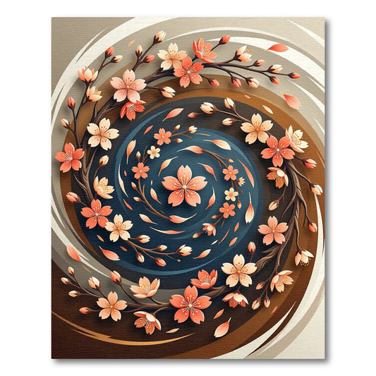 Coral Blossom Swirl Cherry Branch Rug
