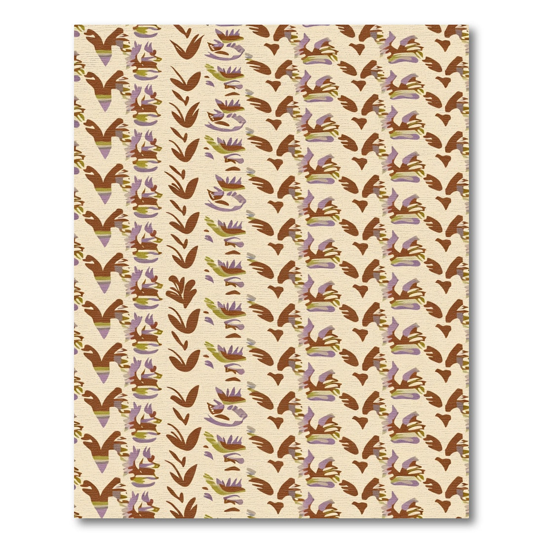 Earthy Tan Abstract Leaf Medallion Rug