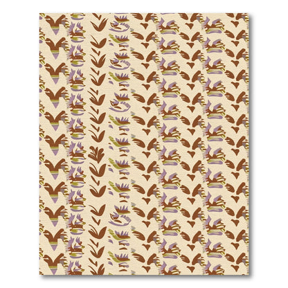 Earthy Tan Abstract Leaf Medallion Rug