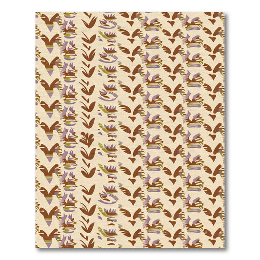 Earthy Tan Abstract Leaf Medallion Rug