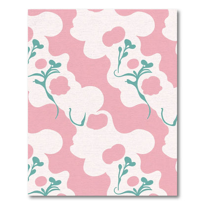 Soft Pink Silhouette Floral Botanical Rug