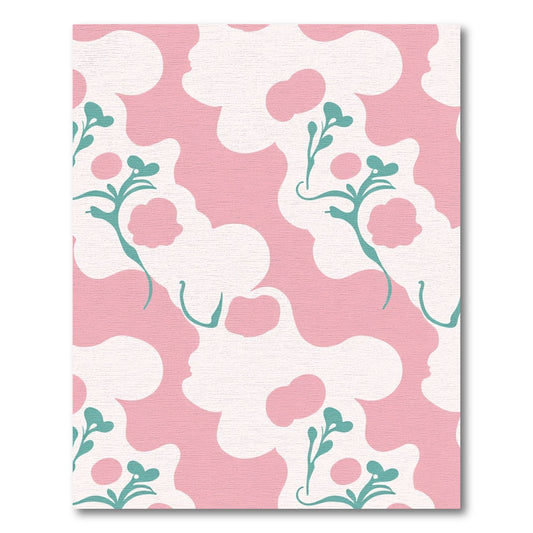 Soft Pink Silhouette Floral Botanical Rug
