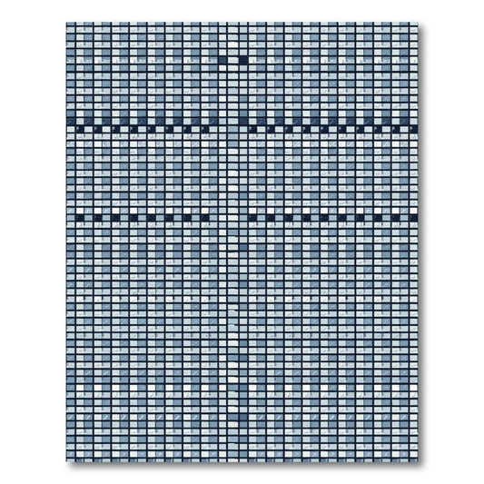 Cool Blue Mosaic Grid Rug