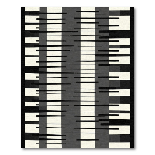 Monochrome Horizontal Stripe Abstract Rug