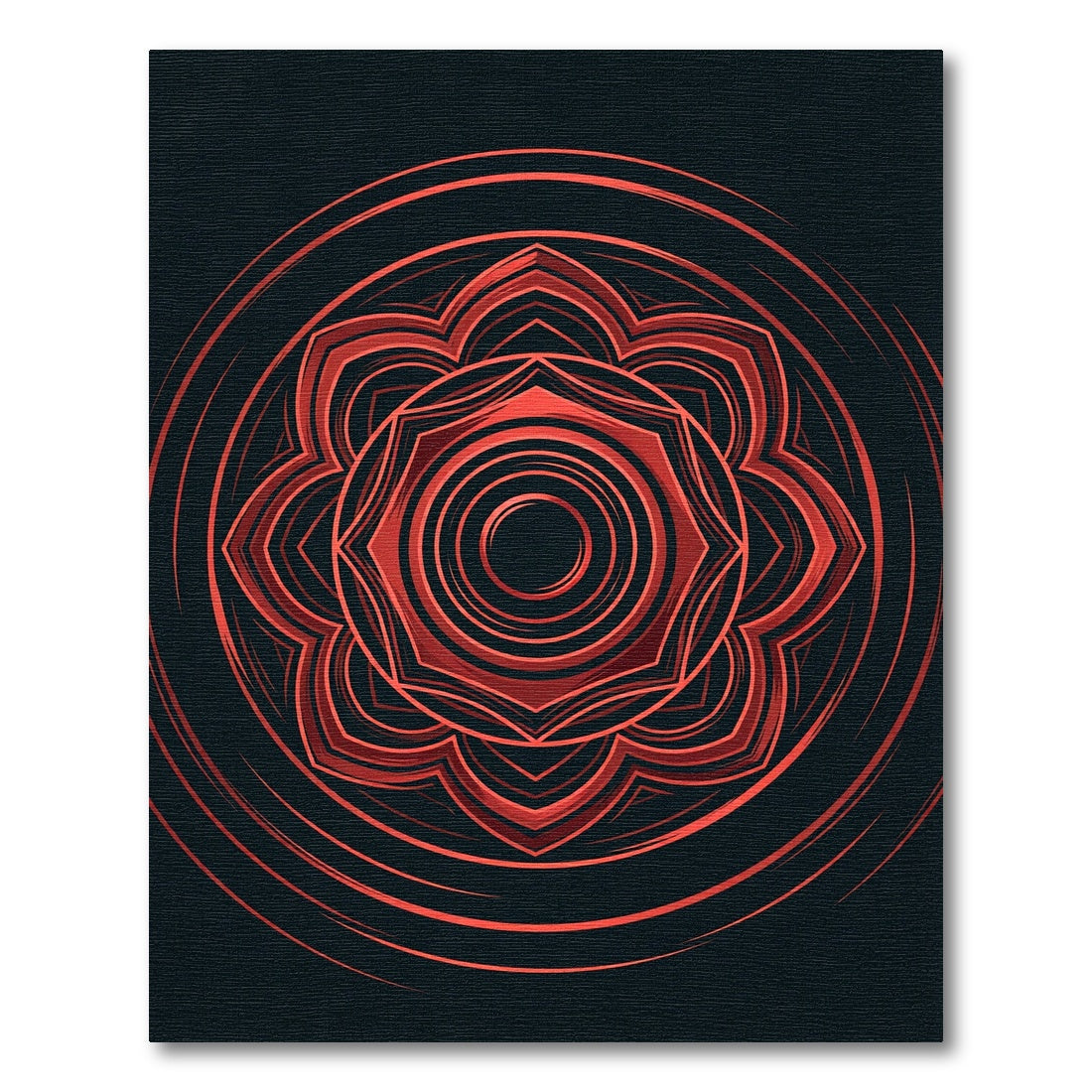 Vibrant Scarlet Concentric Medallion Rug