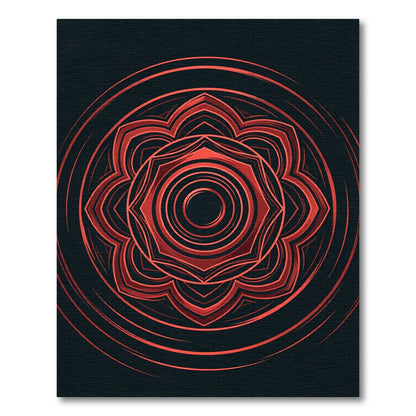 Vibrant Scarlet Concentric Medallion Rug