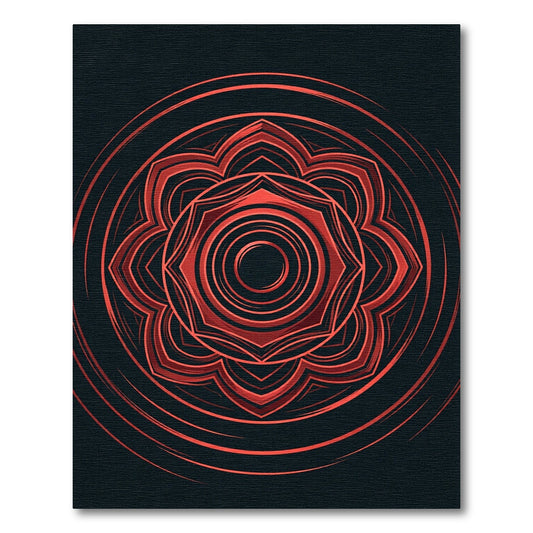 Vibrant Scarlet Concentric Medallion Rug