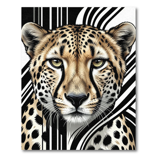 Striking Cheetah Close-up Monochrome Abstract Art Rug