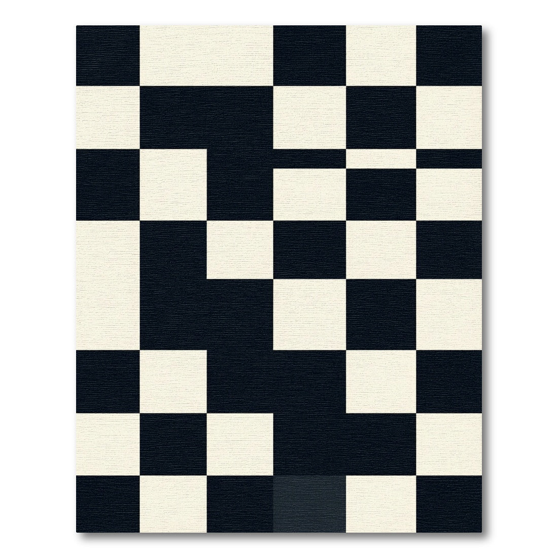 Bold Black and White Checkerboard Grid Rug