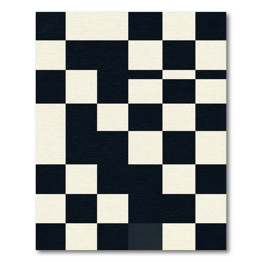 Bold Black and White Checkerboard Grid Rug