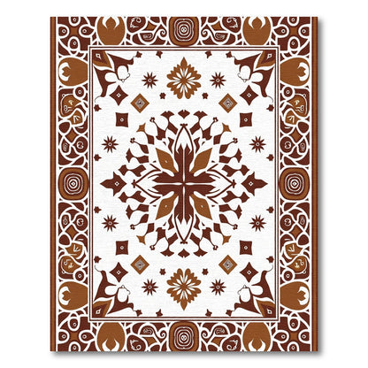 Brown Geometric Floral Mandala Rug