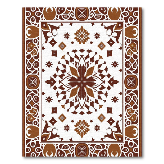 Brown Geometric Floral Mandala Rug