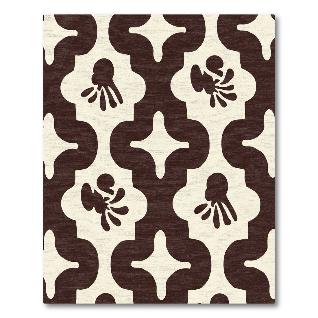 Cream Sepia Organic Quatrefoil Medallions Rug