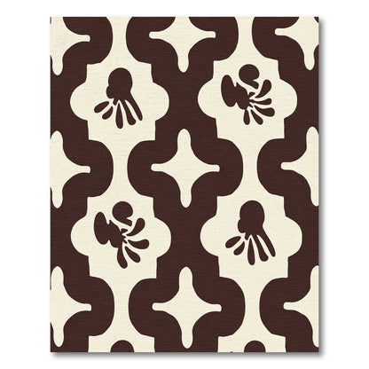 Cream Sepia Organic Quatrefoil Medallions Rug