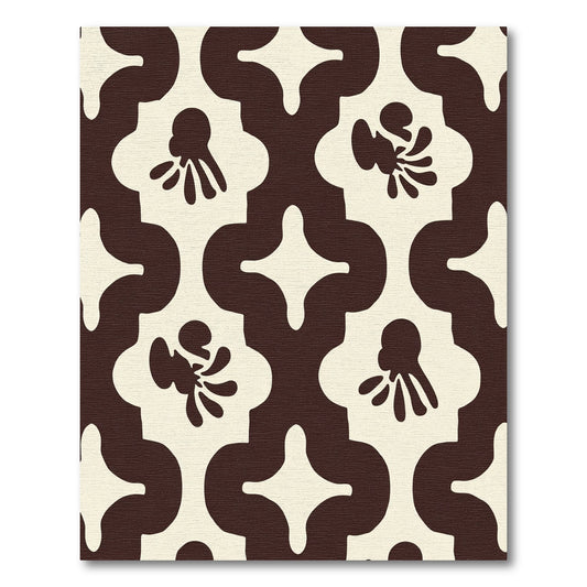 Cream Sepia Organic Quatrefoil Medallions Rug