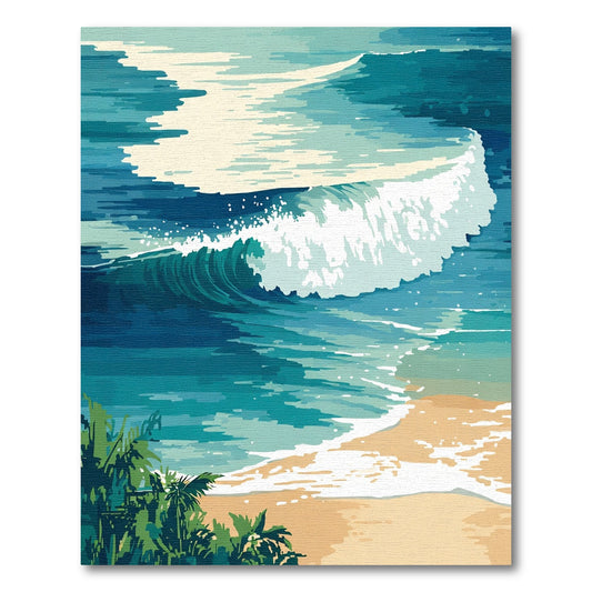 Coastal Blue Ocean Wave Beach Vista Rug