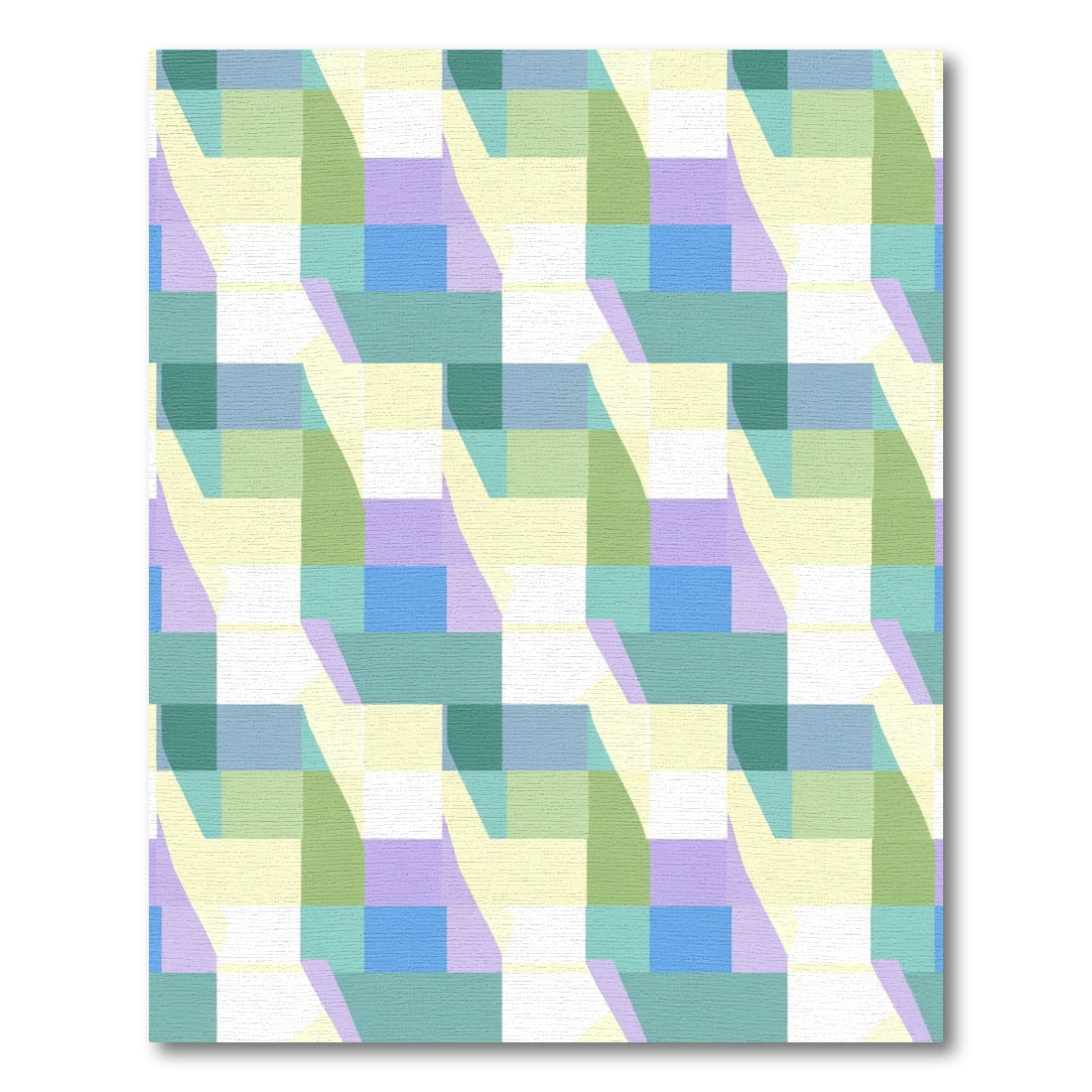 Pastel Geometric Block Illusion Rug