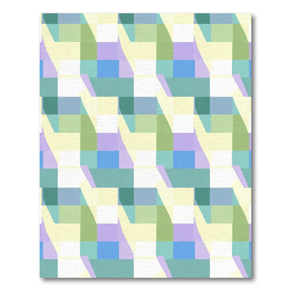 Pastel Geometric Block Illusion Rug