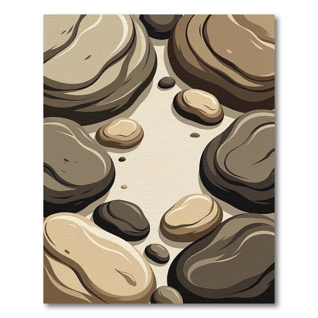 Minimalist Earthy Stone Pebble Zen Art Rug
