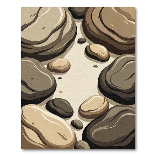 Minimalist Earthy Stone Pebble Zen Art Rug