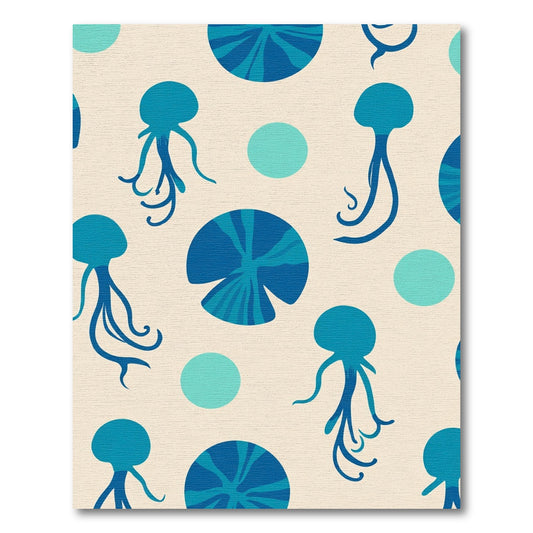 Ocean Blue Jellyfish And Lily Pads Rug