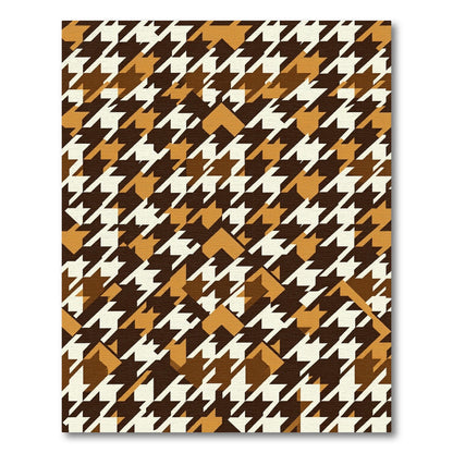 Classic Houndstooth Brown Cream Diamonds Rug