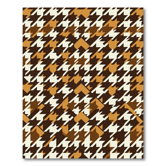 Classic Houndstooth Brown Cream Diamonds Rug