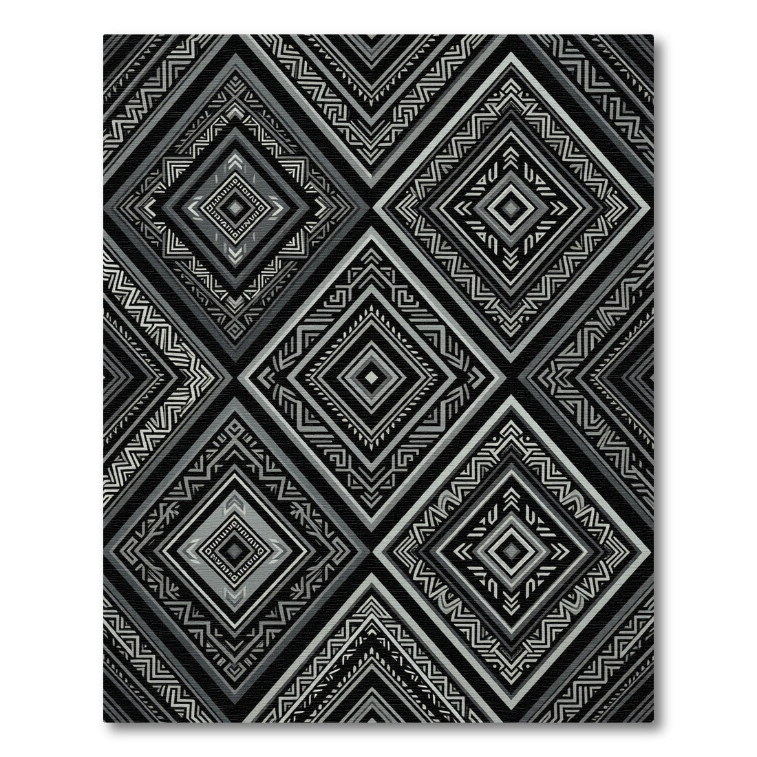 Monochromatic Tribal Diamond Geometric Art Rug