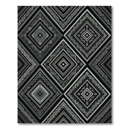 Monochromatic Tribal Diamond Geometric Art Rug