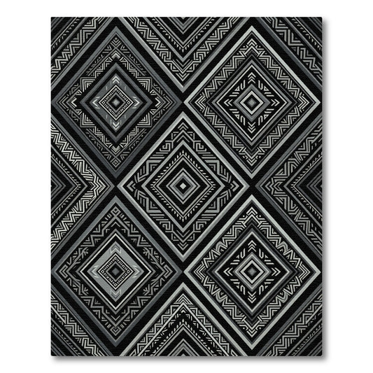 Monochromatic Tribal Diamond Geometric Art Rug