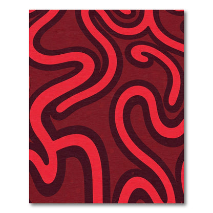 Crimson Red Abstract Swirls Rug