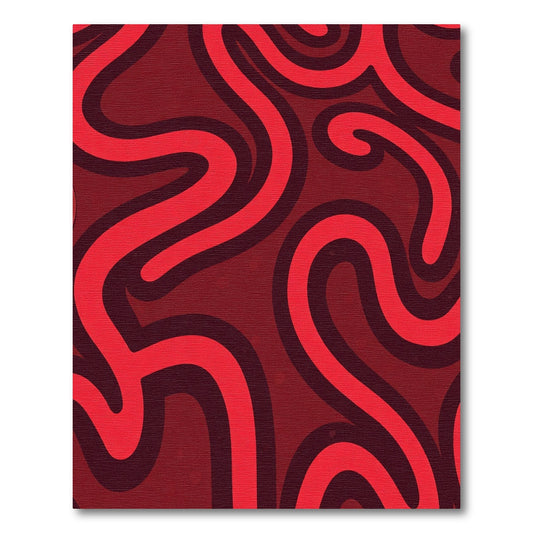 Crimson Red Abstract Swirls Rug