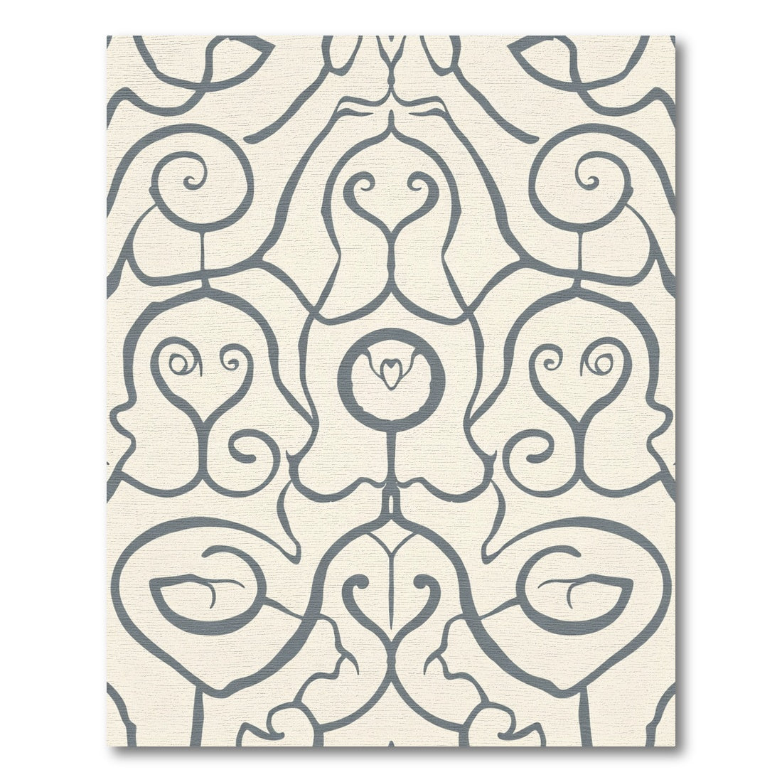 Cream Gray Abstract Scroll Swirl Rug