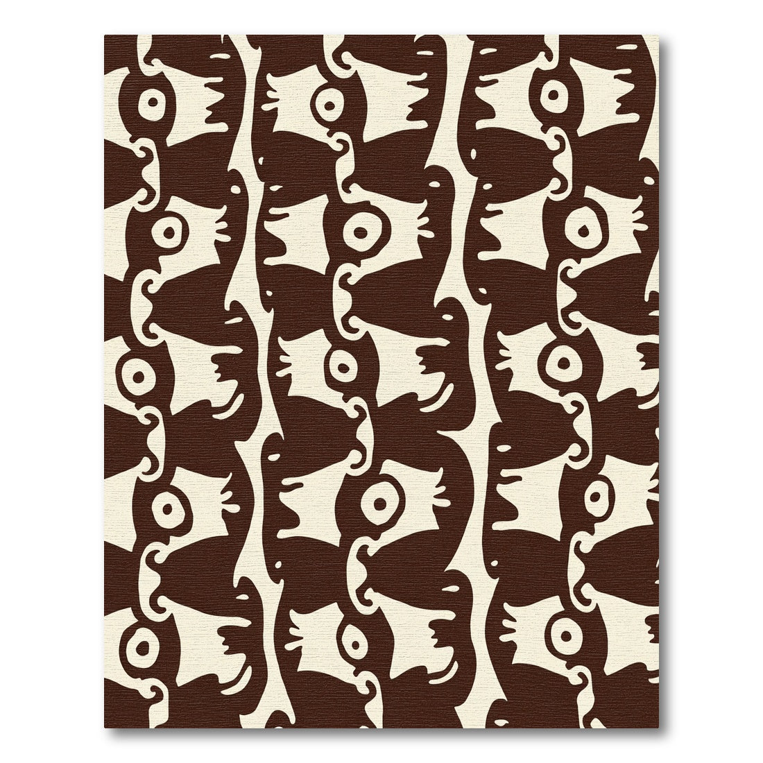 Dark Cream Abstract Human Faces Arrangement Rug
