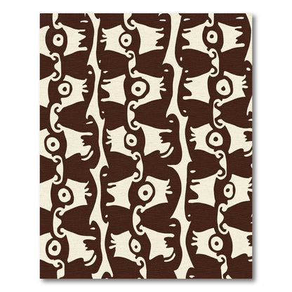 Dark Cream Abstract Human Faces Arrangement Rug