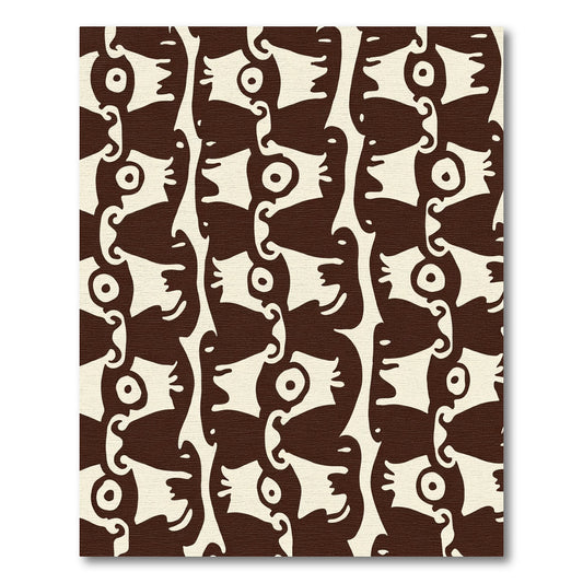 Dark Cream Abstract Human Faces Arrangement Rug