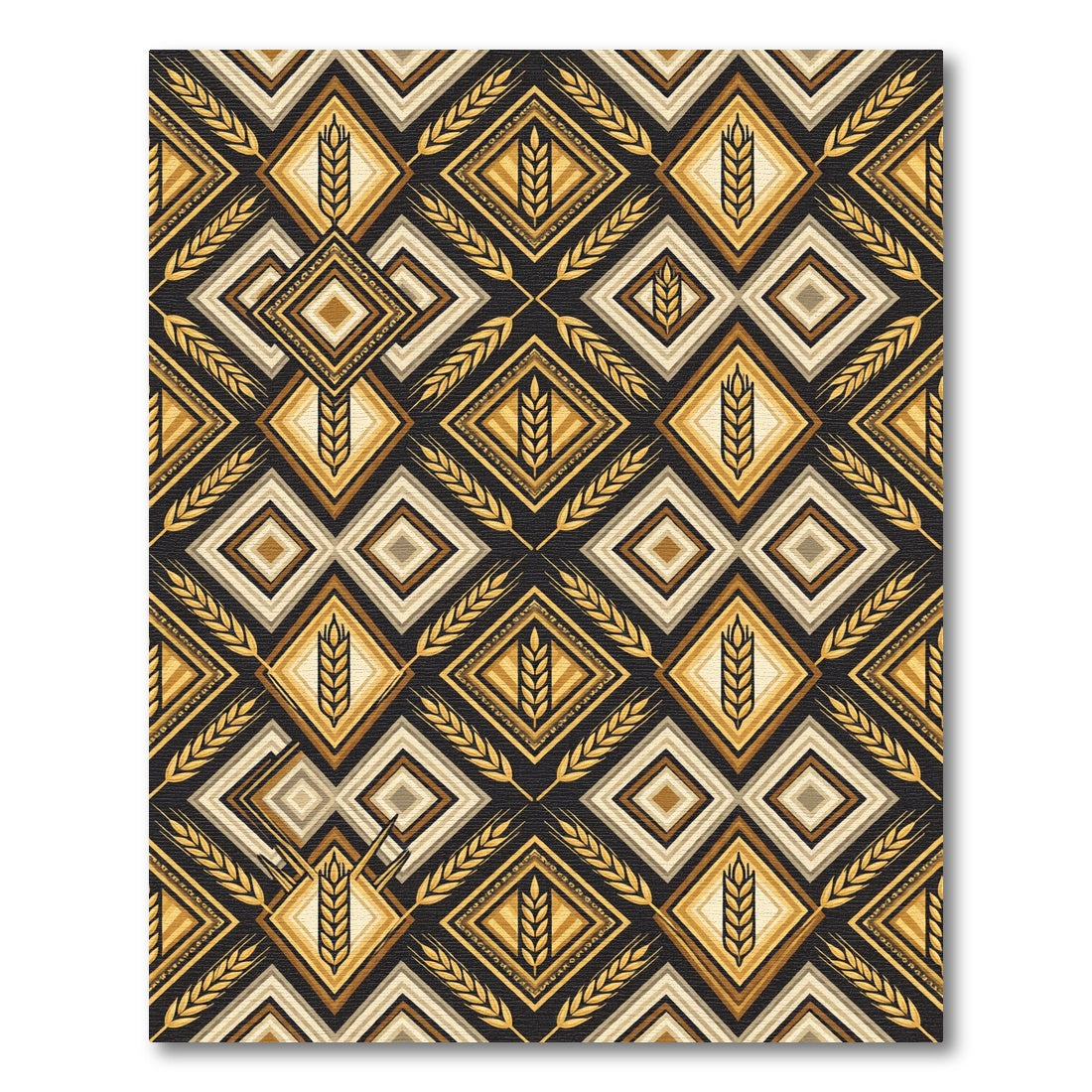 Golden Wheat Geometric Diamond Artisan Rug